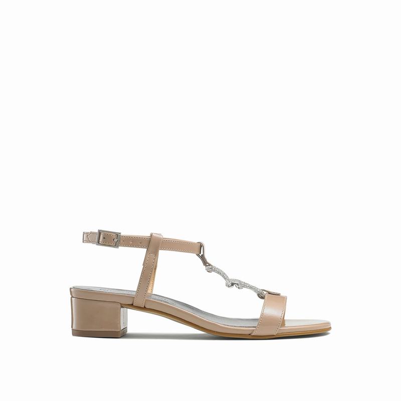 Russell & Bromley Jewely Jewel Trim Block Sandals Womens Pink [LHV5899HM]
